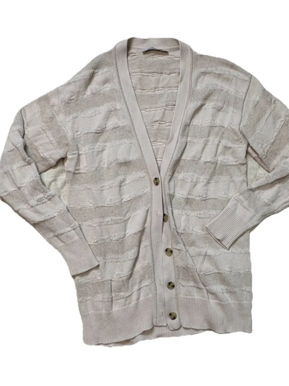 M.M.LaFleur The Cookie Cardigan Drift Knit Size M Moonbeam Organic Cotton